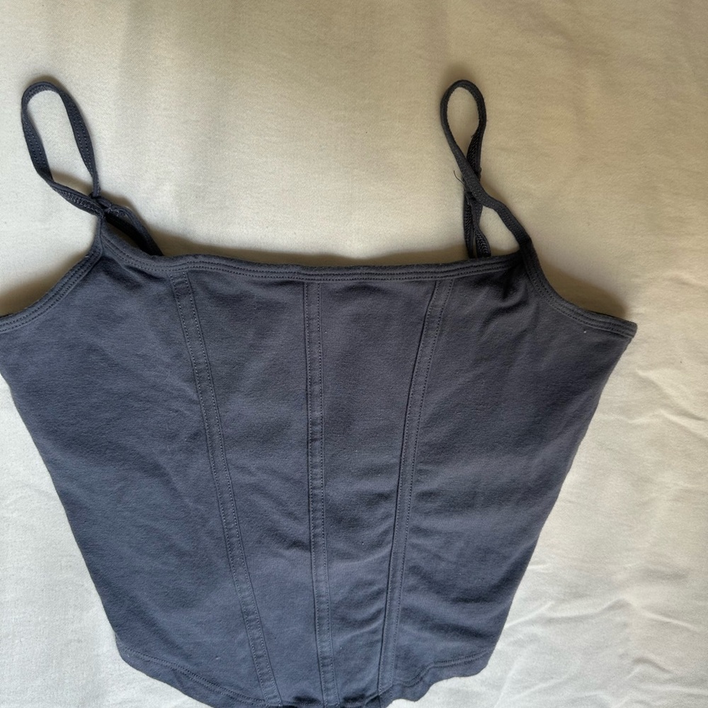 Sz S Hollister Charcoal Gray Corset Cami 95% Cotton